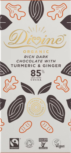 Divine Rich Dark 85% Chocolate with Turmeric & Ginger 80g