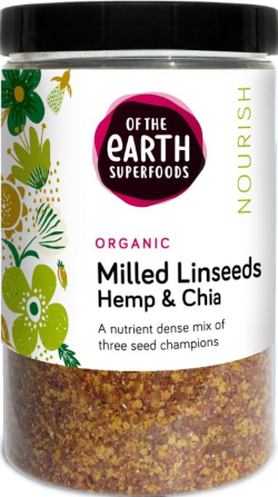 Of The Earth Superfoods Organic Milled Linseeds Hemp & Chia 180g
