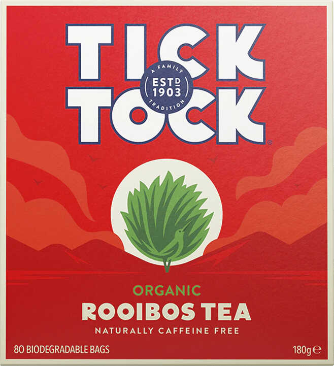 Tick Tock Organic Rooibos Tea 80 bags 180g Tick Tock Organic Rooibos Tea 80 bags 180g